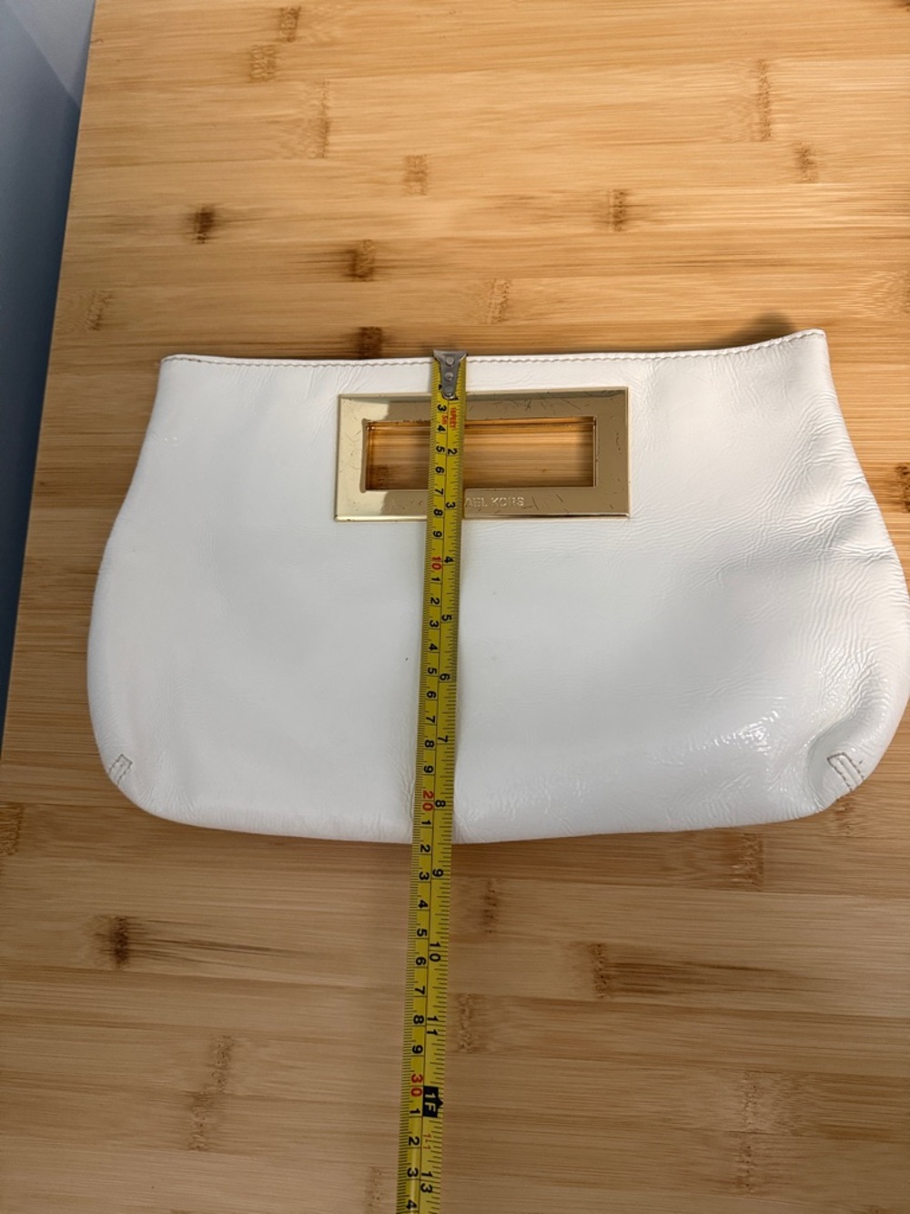 Michael Kors Glossy White Berkeley Clutch Purse with Gold Accent - Picture 5 of 11